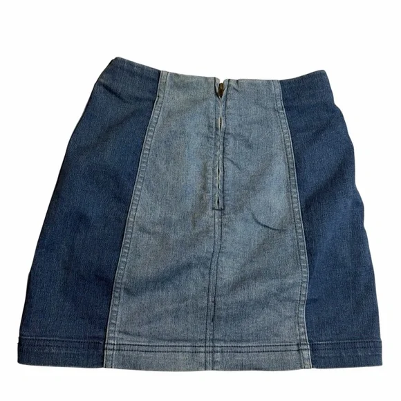 Free People Two Toned Panel Denim Mini Skirt size 0 - Picture 3 of 5